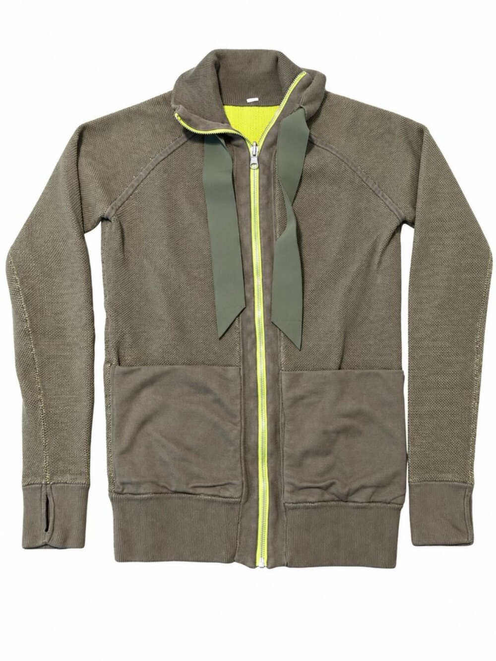 lululemon Post Savasana Reversible Olive Lime Zip Sweater Size 4